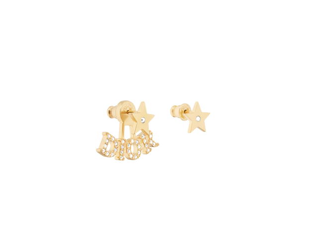 Dior Dior Evolution Earrings In Gold-Finish Metal And Silver-Tone Crystals - view 2