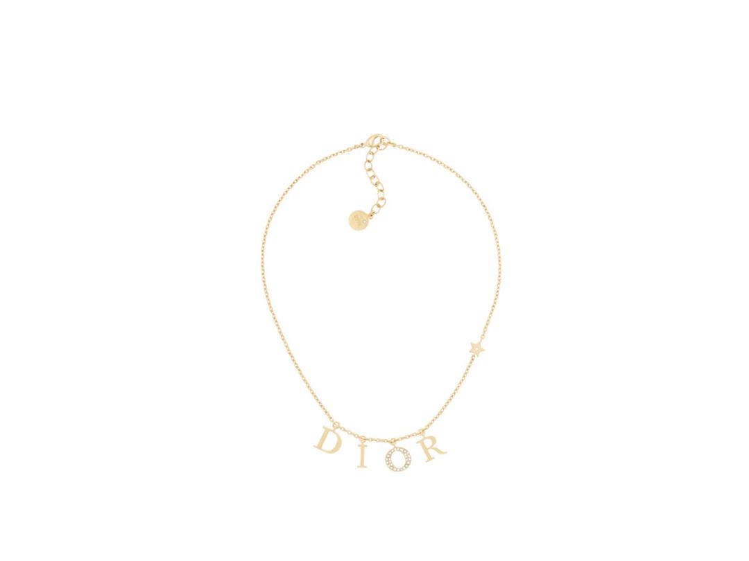 Dior Dior Evolution Necklace Gold-Finish Metal And White Crystals