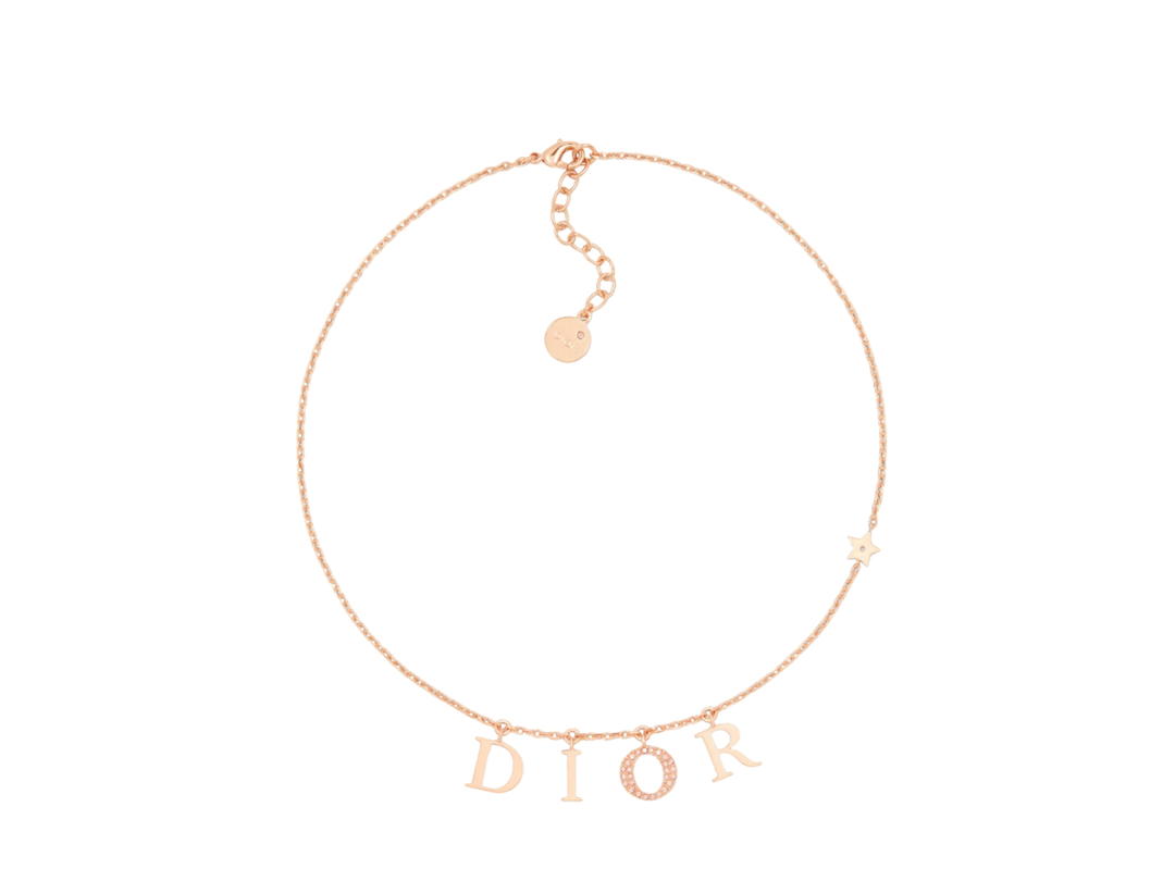 Dior Dior Evolution Necklace In Pink-Finish Metal And White Crystals