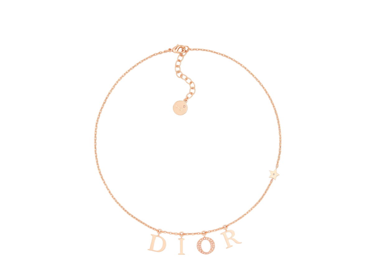 Dior Dior Evolution Necklace In Pink-Finish Metal And White Crystals