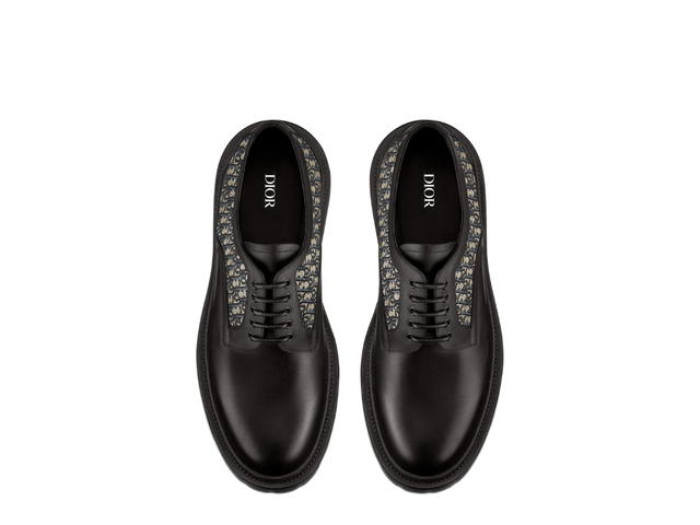 Dior Dior Explorer Derby Shoe In Black Smooth Calfskin And Beige And Black Dior Oblique Jacquard - view 3
