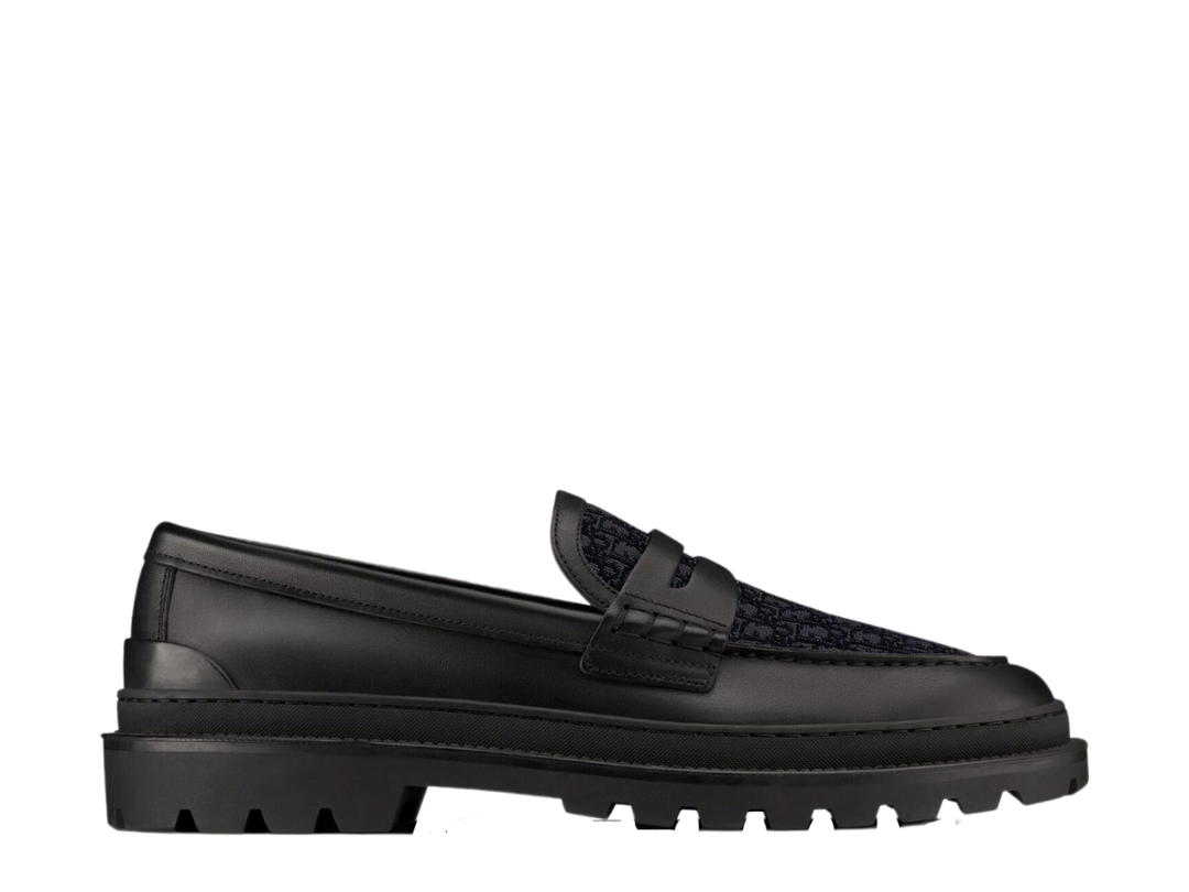 Dior Dior Explorer Loafer In Black Smooth Calfskin And Dior Oblique Jacquard