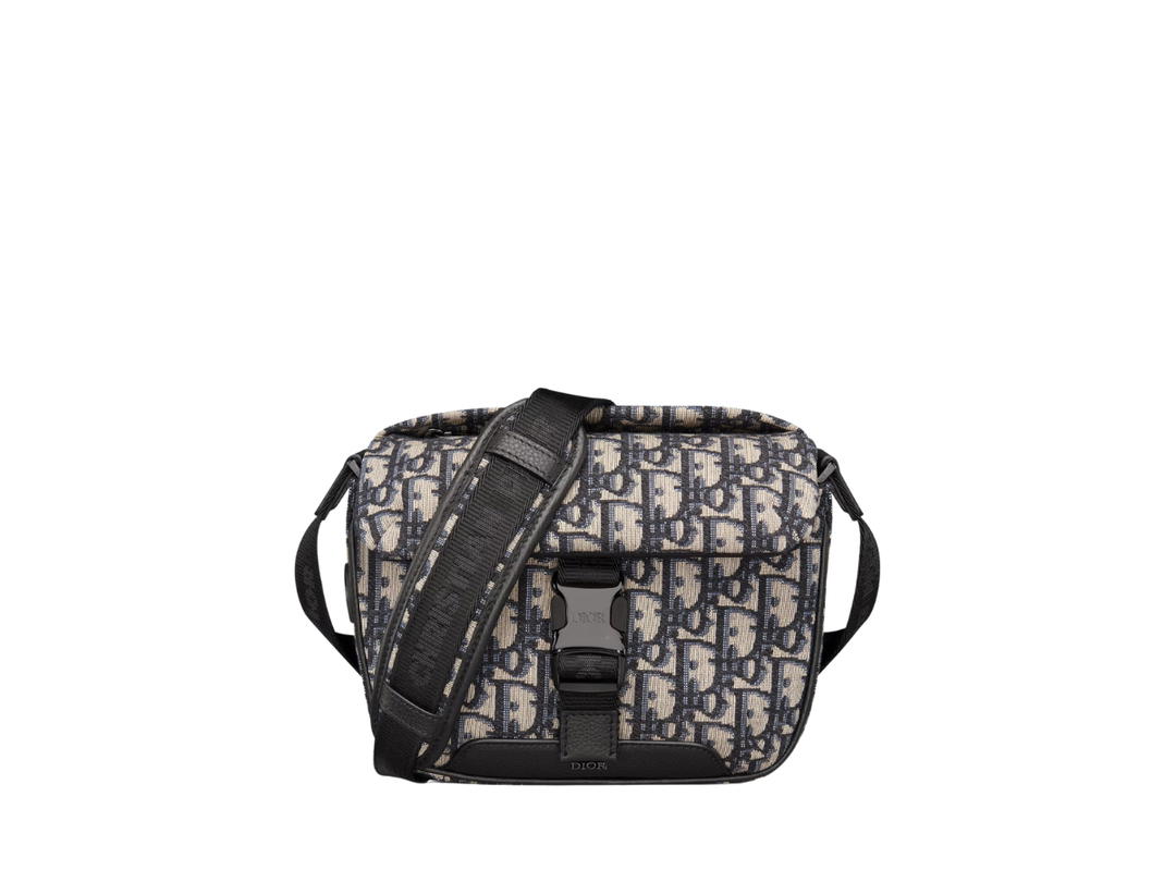 Dior Dior Explorer Pouch With Strap In Beige and Black Dior Oblique Jacquard With Zipped Metal-Nylon Jacquard