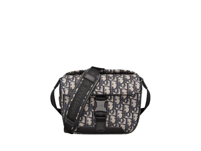 Dior Dior Explorer Pouch With Strap In Beige and Black Dior Oblique Jacquard With Zipped Metal-Nylon Jacquard - view 1