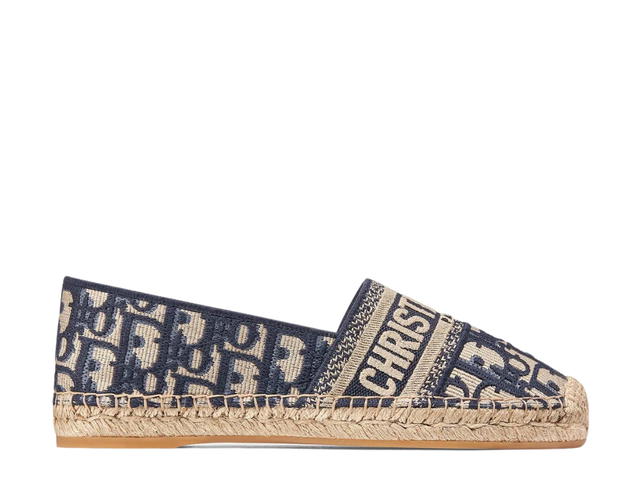 Dior Dior Granville Espadrille In Deep Blue Dior Oblique Embroidered Cotton - view 1