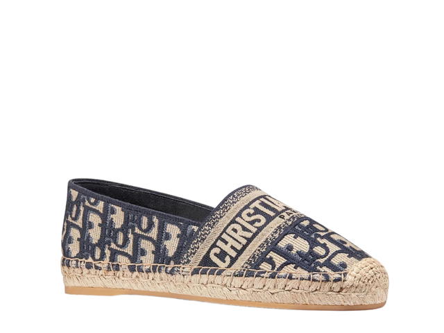 Dior Dior Granville Espadrille In Deep Blue Dior Oblique Embroidered Cotton - view 2