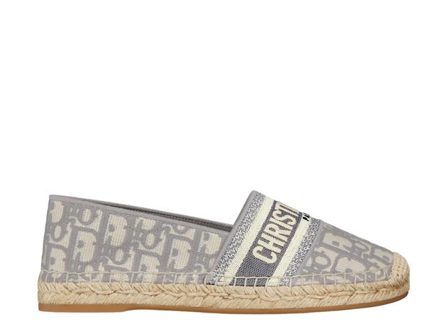 Dior Dior Granville Espadrille In Stone Gray Dior Oblique Embroidered Cotton (W) - view 1
