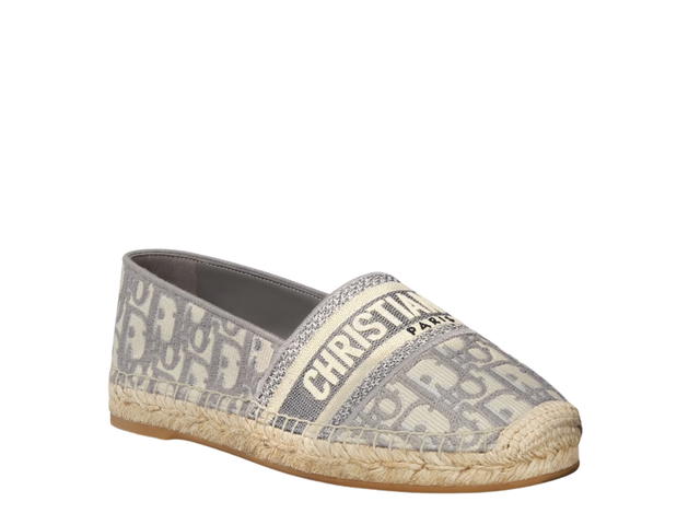 Dior Dior Granville Espadrille In Stone Gray Dior Oblique Embroidered Cotton (W) - view 2