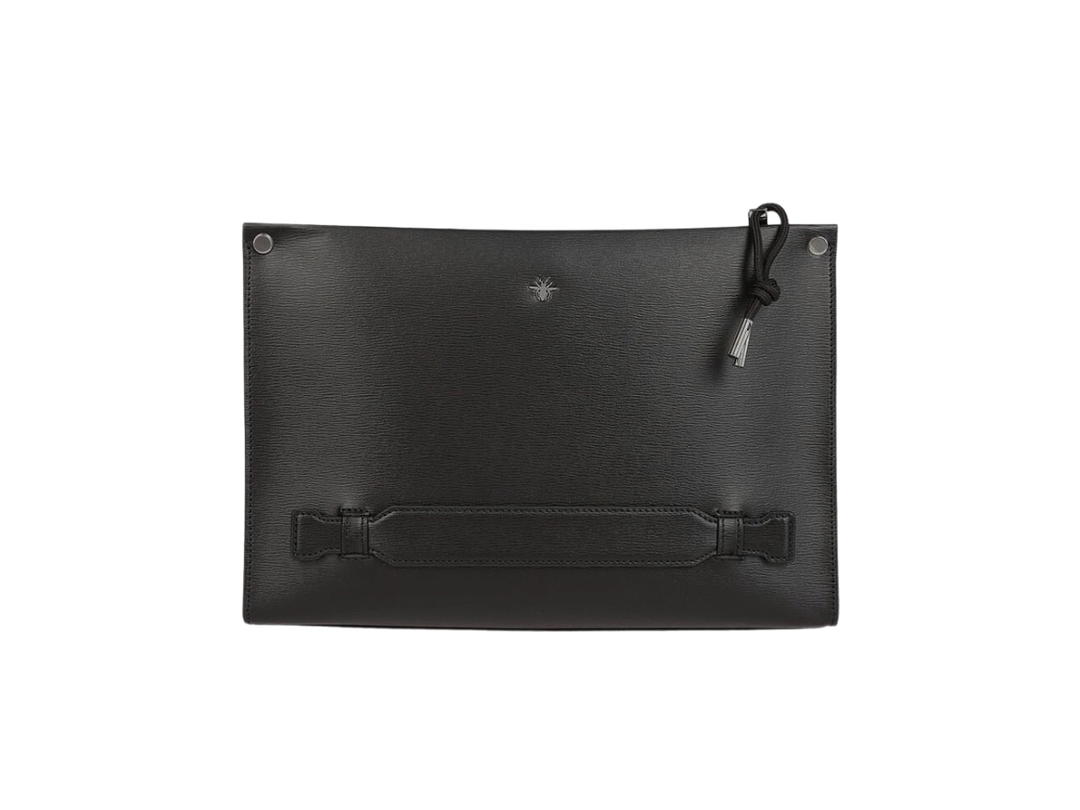 Dior Dior Homme Bee Embroidered Clutch In Leather Black