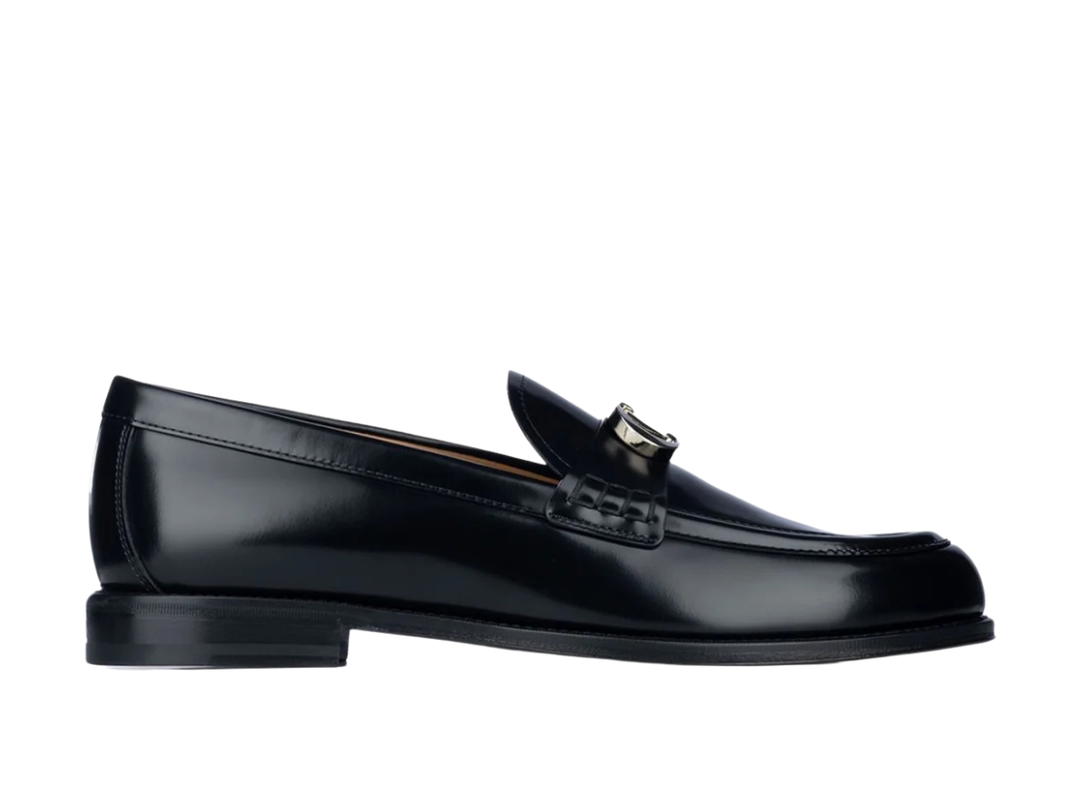 Dior Dior Homme Logo Plaque Slip-On Loafers Black Silver