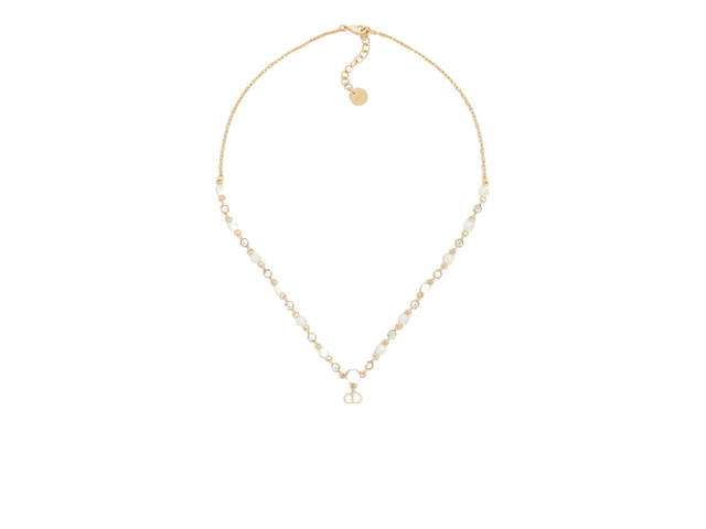 Dior Dior In Modern Twist Gold-Finish Metal with White Resin Pearls and Silver-Tone Crystals And Completed by the CD signature in the center Gold - view 1