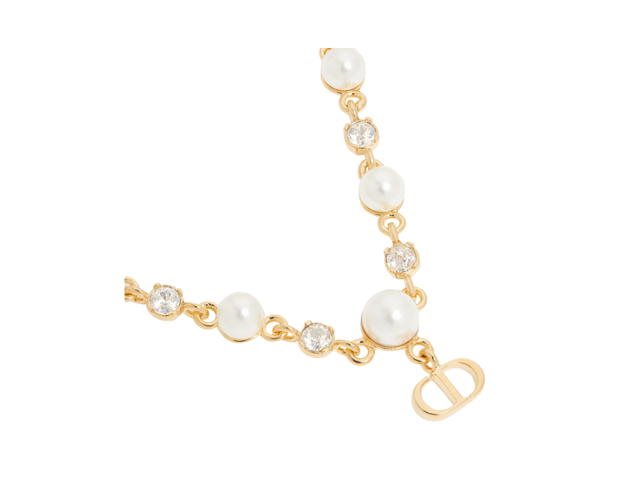 Dior Dior In Modern Twist Gold-Finish Metal with White Resin Pearls and Silver-Tone Crystals And Completed by the CD signature in the center Gold - view 2