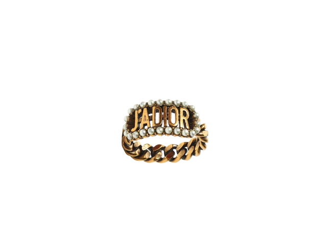 Dior Dior J’Adior Ring Antique Gold-Finish Metal and White Resin Pearls - view 2