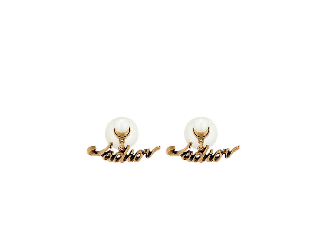 Dior Dior Jadior Tribal Earrings In Gold-Finish Metal With White Pearls