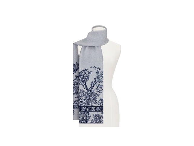 Dior Dior Jardin D'hiver Scarf In White And Royal Blue Wool And Cashmere Knit - view 3