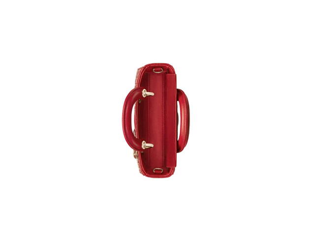 Dior Dior Lady D-Joy Micro Bag In Amaryllis Red Cannage Lambskin With Heart Motif - view 3