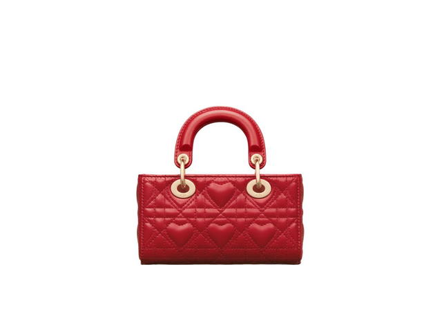 Dior Dior Lady D-Joy Micro Bag In Amaryllis Red Cannage Lambskin With Heart Motif - view 4
