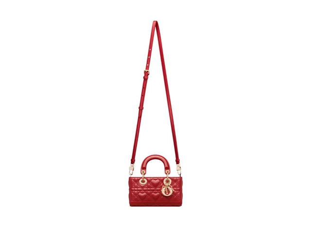 Dior Dior Lady D-Joy Micro Bag In Amaryllis Red Cannage Lambskin With Heart Motif - view 5