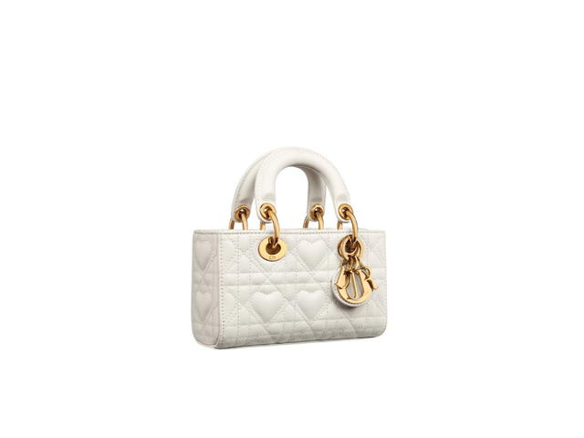Dior Dior Lady D-Joy Micro Bag In Latte Cannage Lambskin With Heart Motif - view 2