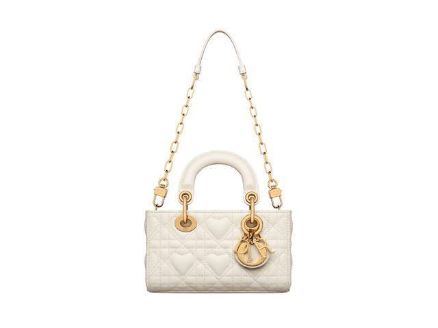 Dior Dior Lady D-Joy Micro Bag In Latte Cannage Lambskin With Heart Motif - view 5