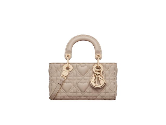 Dior Dior Lady D-Joy Micro Bag In Powder Beige Cannage Lambskin With Heart Motif - view 1