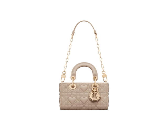 Dior Dior Lady D-Joy Micro Bag In Powder Beige Cannage Lambskin With Heart Motif - view 3