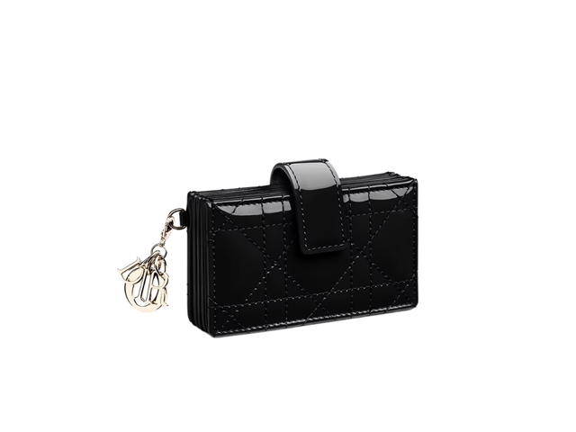 Dior Dior Lady Dior 5-Gusset Card Holder In Black Patent Cannage Calfskin - view 2