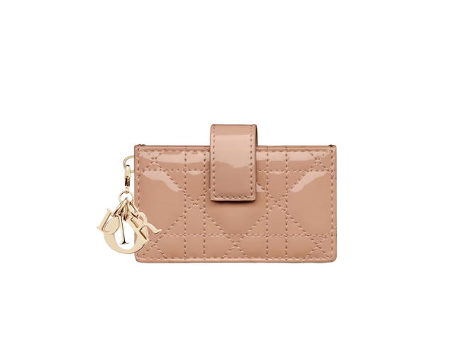 Dior Dior Lady Dior 5-Gusset Card Holder In Rose Des Vents Patent Cannage Calfskin - view 1