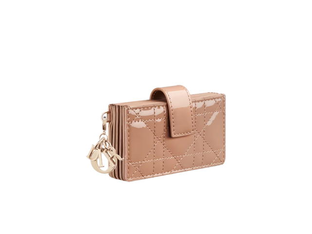 Dior Dior Lady Dior 5-Gusset Card Holder In Rose Des Vents Patent Cannage Calfskin - view 2