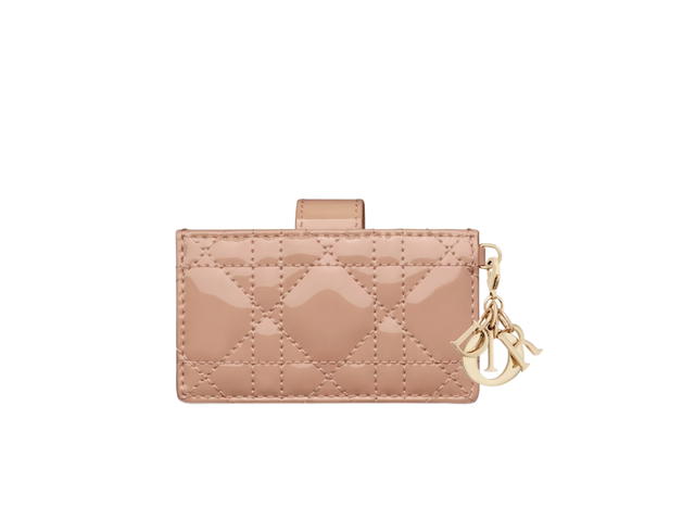 Dior Dior Lady Dior 5-Gusset Card Holder In Rose Des Vents Patent Cannage Calfskin - view 4