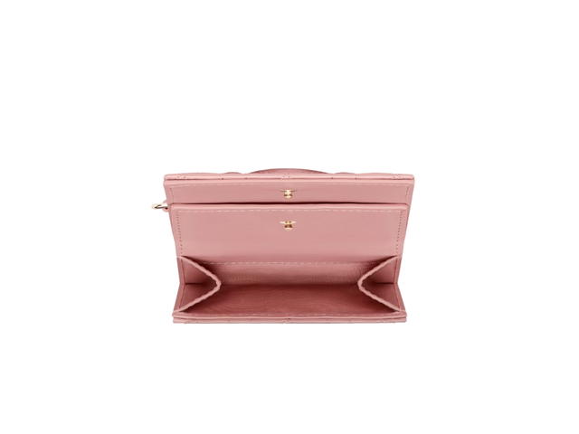 Dior Dior Lady Dior Lotus Wallet In Antique Pink Patent Cannage Calfskin - view 3