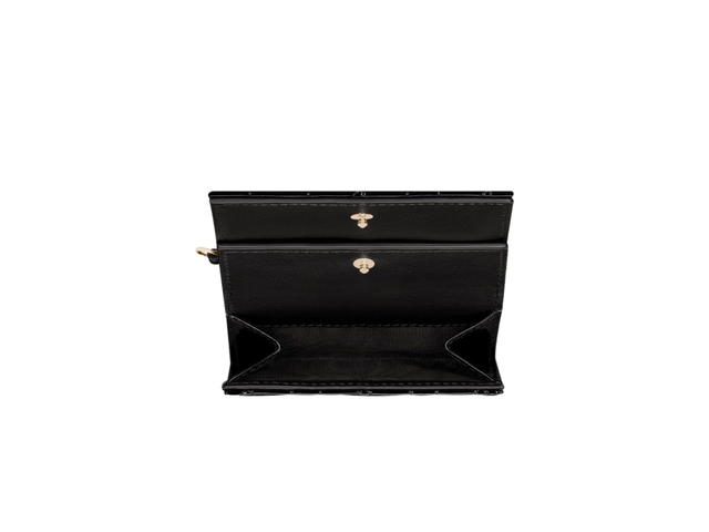 Dior Dior Lady Dior Lotus Wallet In Black Patent Cannage Calfskin - view 3