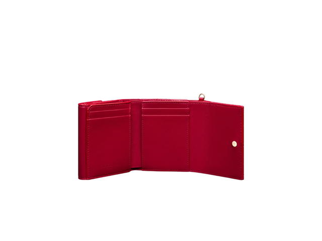 Dior Dior Lady Dior Lotus Wallet In Cherry Red Patent Cannage Calfskin - view 4