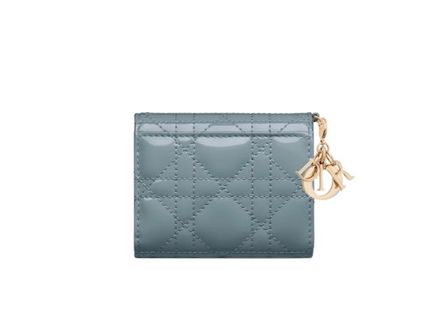 Dior Dior Lady Dior Lotus Wallet In Cloud Blue Patent Cannage Calfskin - view 5