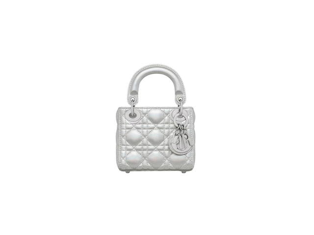 Dior Dior Lady Dior Micro Bag In Metallic Silver Iridescent Cannage - view 1