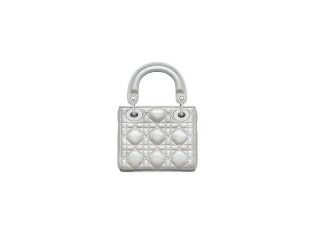 Dior Dior Lady Dior Micro Bag In Metallic Silver Iridescent Cannage - view 2