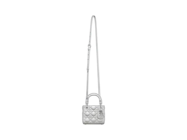 Dior Dior Lady Dior Micro Bag In Metallic Silver Iridescent Cannage - view 5