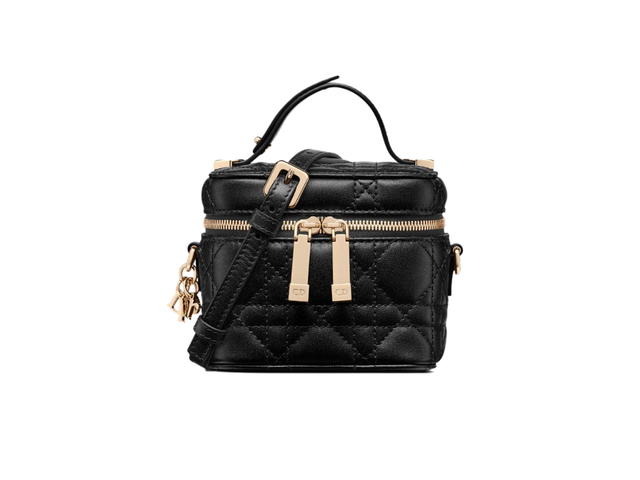 Dior Dior Lady Dior Micro Vanity Case In Black Cannage Lambskin With Gold-Finish Metal - view 1