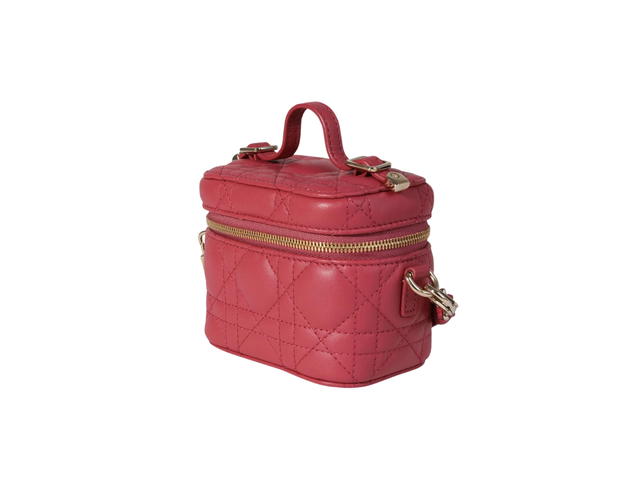 Dior Dior Lady Dior Micro Vanity Case In Red Cannage Lambskin With Gold-Finish Metal - view 2