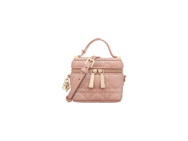 Dior Dior Lady Dior Micro Vanity Case In Rose Des Vents Cannage Lambskin - view 1