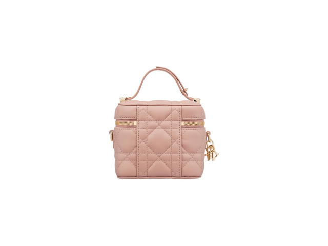 Dior Dior Lady Dior Micro Vanity Case In Rose Des Vents Cannage Lambskin - view 2