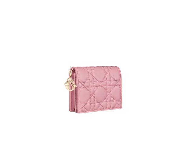 Dior Dior Lady Dior Mini Wallet In Melocoton Pink Cannage Lambskin With Detachable Charm - view 2
