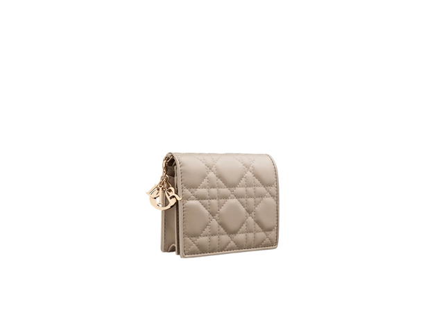 Dior Dior Lady Dior Mini Wallet In Sand-Colored Cannage Lambskin With Detachable Charm - view 2