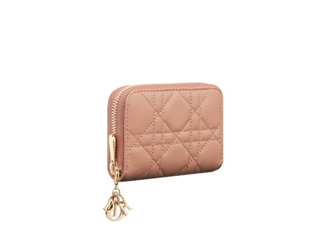 Dior Dior Lady Dior Voyageur Small Coin Purse In Rose Des Vents Cannage Lambskin - view 2
