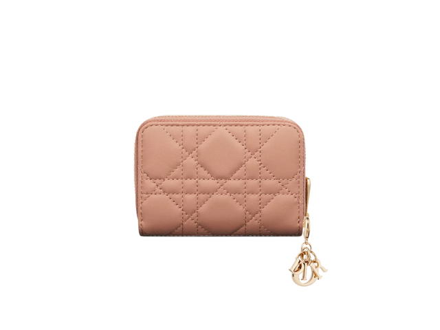 Dior Dior Lady Dior Voyageur Small Coin Purse In Rose Des Vents Cannage Lambskin - view 4