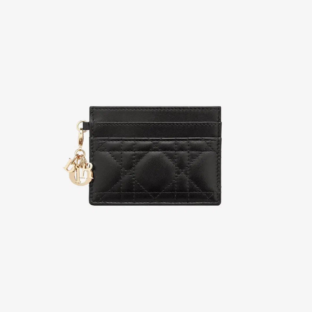 Dior Dior Lady Five Slot Card Holder Cannage Lambskin Black