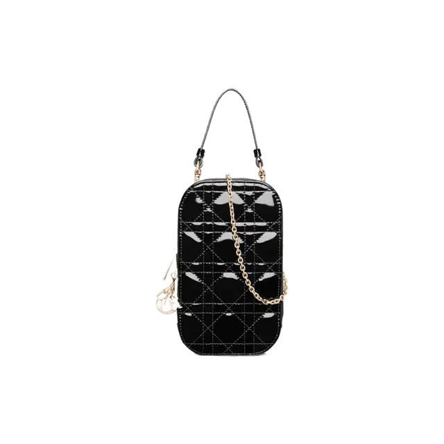 Dior Dior Lady Phone Holder Black Patent Cannage Calfskin - view 1