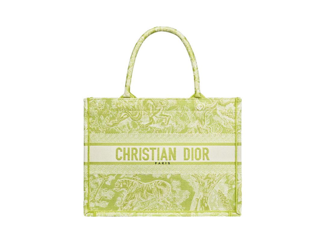 Dior Dior Large Book Toile de Jouy Reverse Embroidery Tote Green