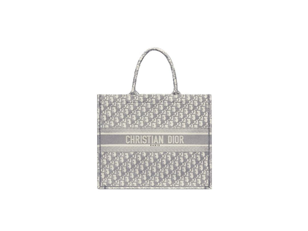 Dior Dior Large Book Tote Gray Dior Oblique Embroidery
