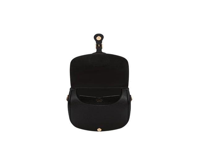 Dior Dior Large Dior Bobby Bag In Grained Calfskin With Blue Dior Oblique Embroidered Shoulder Strap Gold-Tone Hardware Black - view 2